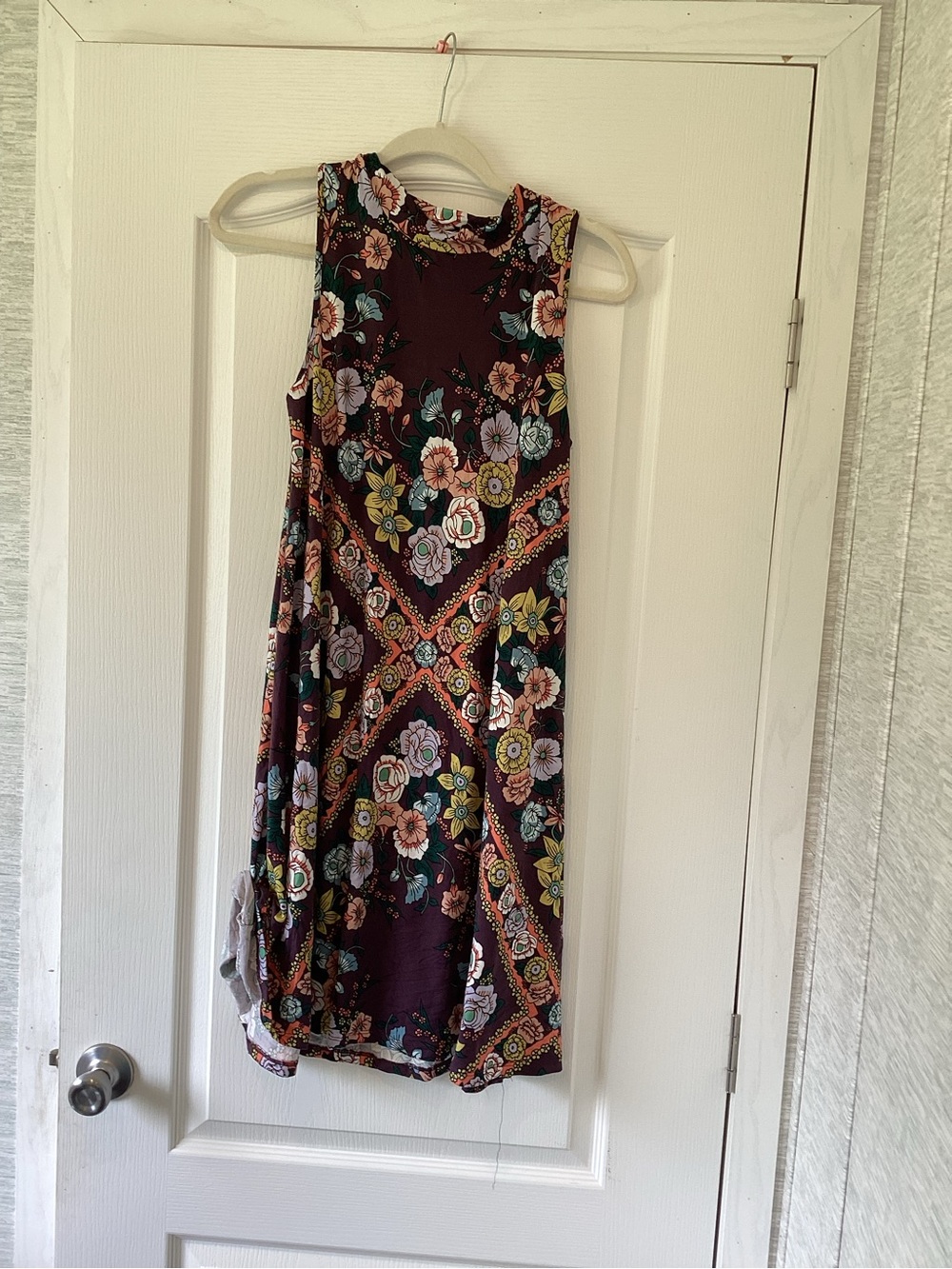 living doll Burgundy Floral Sleeveless Midi Dress XL Euc